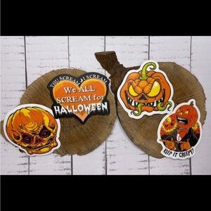 NEW 4 Spooky Season Halloween Jack-o’-lantern Waterproof Vinyl Stickers